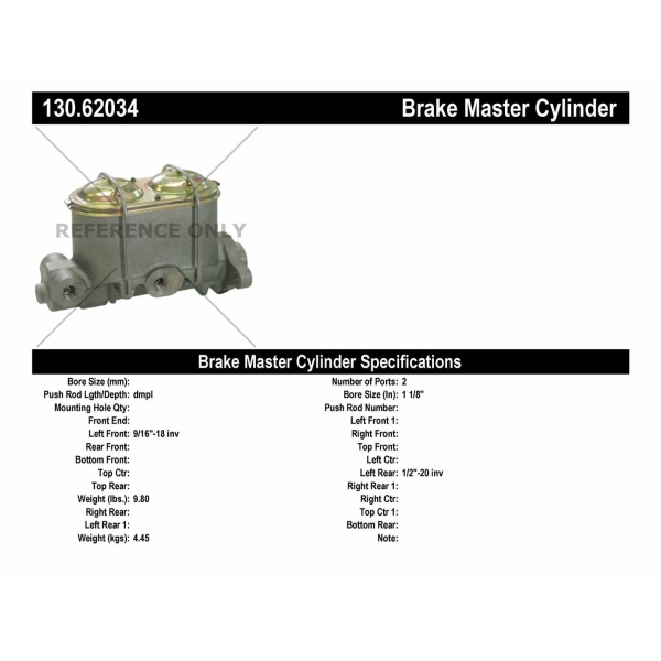 Centric Premium Brake Master Cylinder 130.62034