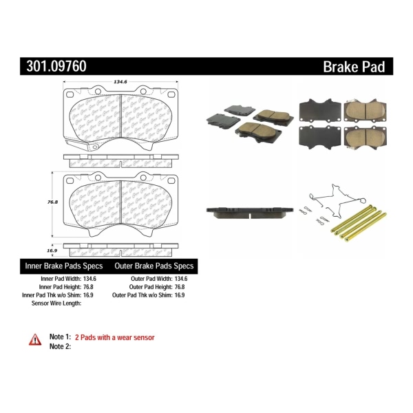 Centric Premium Ceramic Front Disc Brake Pads 301.09760