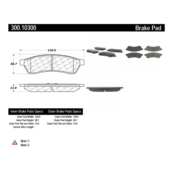 Centric Premium Semi-Metallic Rear Disc Brake Pads 300.10300