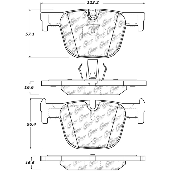 Centric Posi Quiet™ Semi-Metallic Rear Disc Brake Pads 104.16100