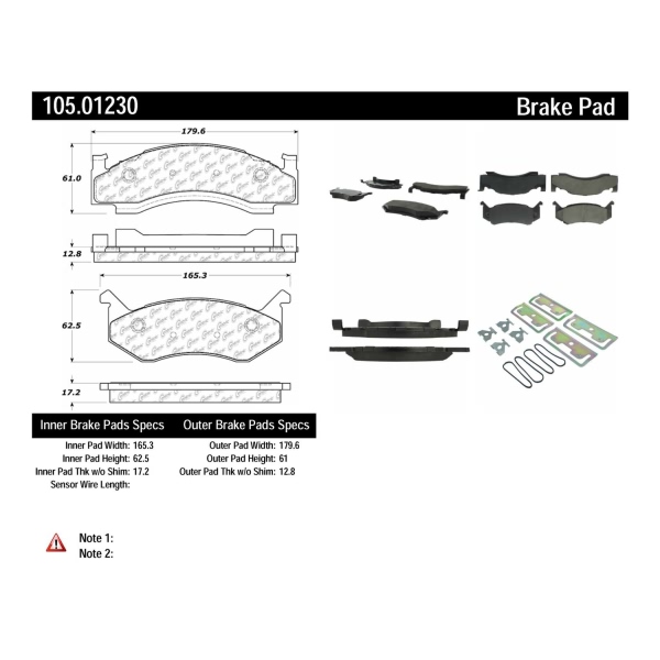 Centric Posi Quiet™ Ceramic Front Disc Brake Pads 105.01230