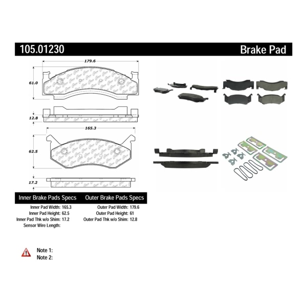 Centric Posi Quiet™ Ceramic Front Disc Brake Pads 105.01230