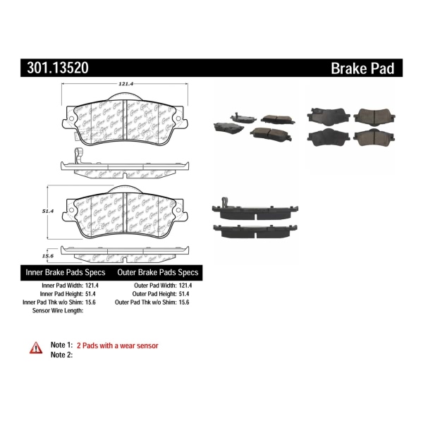 Centric Premium Ceramic Rear Disc Brake Pads 301.13520