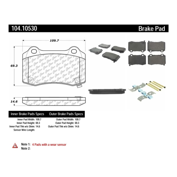 Centric Posi Quiet™ Semi-Metallic Rear Disc Brake Pads 104.10530