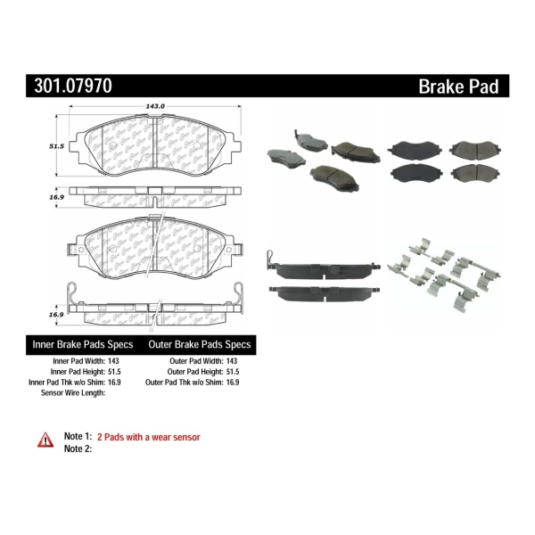 Centric Premium Ceramic Front Disc Brake Pads 301.07970