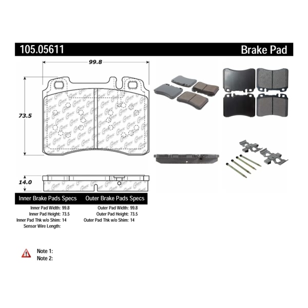 Centric Posi Quiet™ Ceramic Front Disc Brake Pads 105.05611