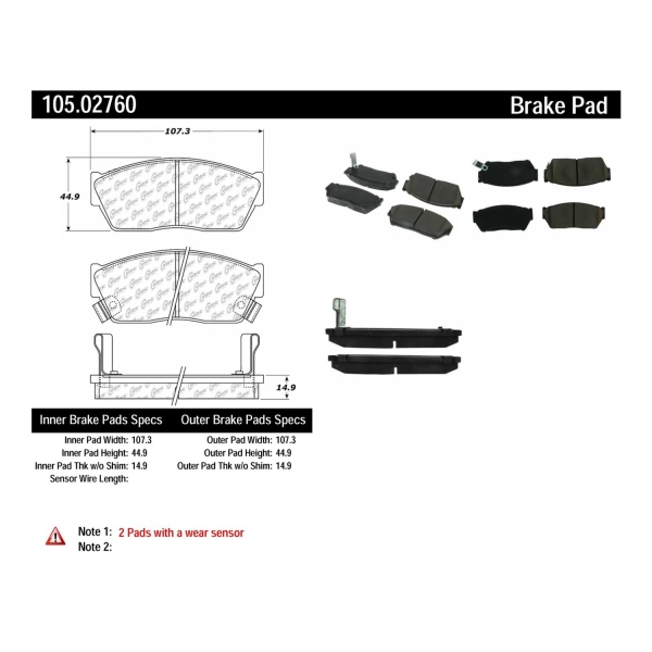 Centric Posi Quiet™ Ceramic Front Disc Brake Pads 105.02760