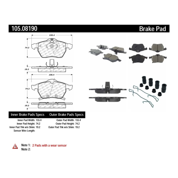 Centric Posi Quiet™ Ceramic Front Disc Brake Pads 105.08190