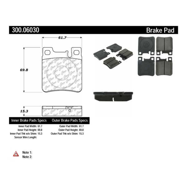 Centric Premium Semi-Metallic Rear Disc Brake Pads 300.06030
