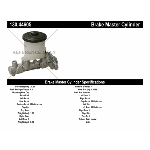 Centric Premium Brake Master Cylinder 130.44605