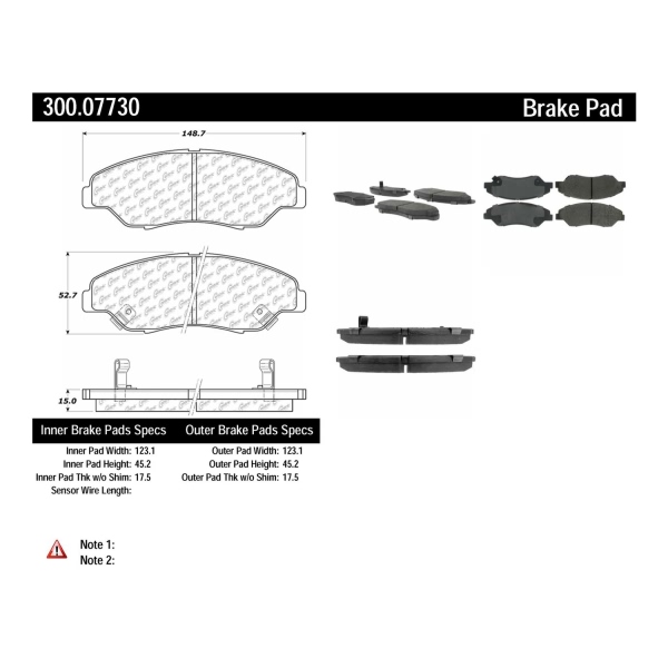 Centric Premium Semi-Metallic Rear Disc Brake Pads 300.07730