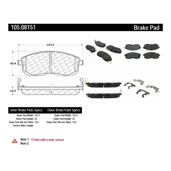 Centric Posi Quiet™ Ceramic Front Disc Brake Pads 105.08151