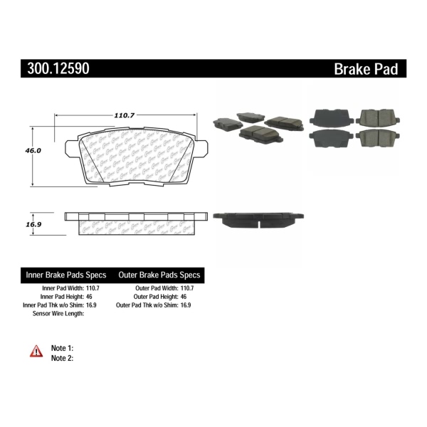 Centric Premium Semi-Metallic Rear Disc Brake Pads 300.12590