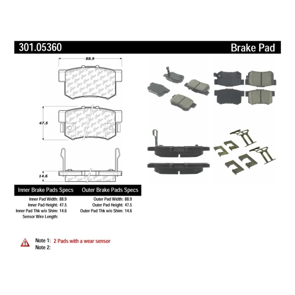 Centric Premium Ceramic Rear Disc Brake Pads 301.05360