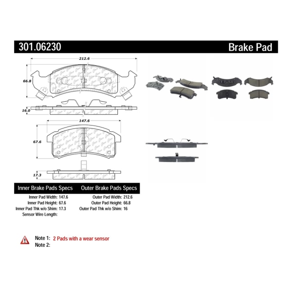 Centric Premium Ceramic Front Disc Brake Pads 301.06230