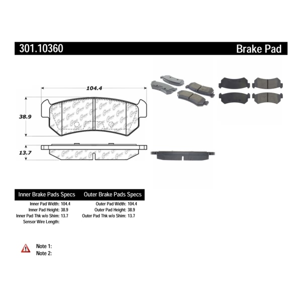 Centric Premium Ceramic Rear Disc Brake Pads 301.10360