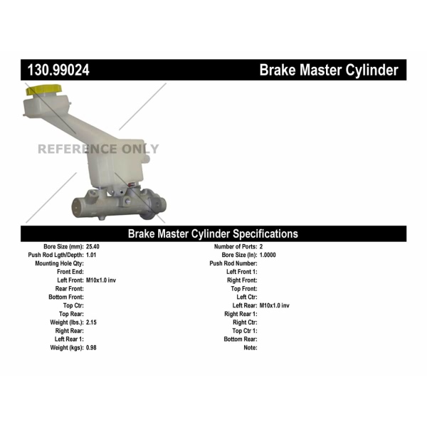 Centric Premium Brake Master Cylinder 130.99024