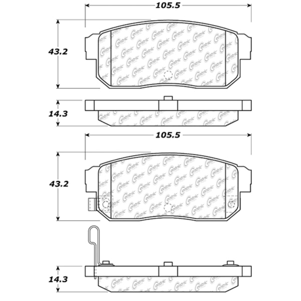 Centric Posi Quiet™ Semi-Metallic Rear Disc Brake Pads 104.10080
