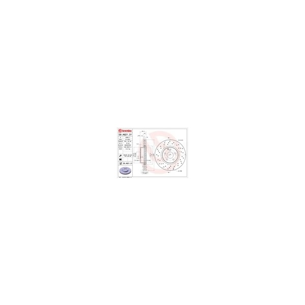 brembo UV Coated Series Drilled Vented Front Brake Rotor 09.A621.31