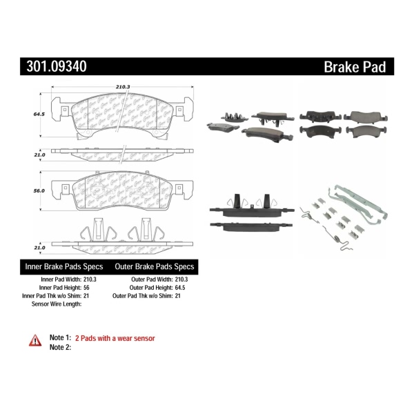 Centric Premium Ceramic Front Disc Brake Pads 301.09340