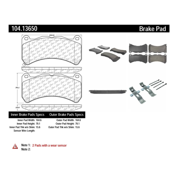 Centric Posi Quiet™ Semi-Metallic Front Disc Brake Pads 104.13650