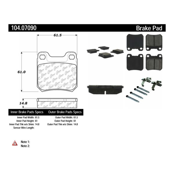 Centric Posi Quiet™ Semi-Metallic Rear Disc Brake Pads 104.07090