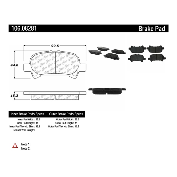 Centric Posi Quiet™ Extended Wear Semi-Metallic Rear Disc Brake Pads 106.08281