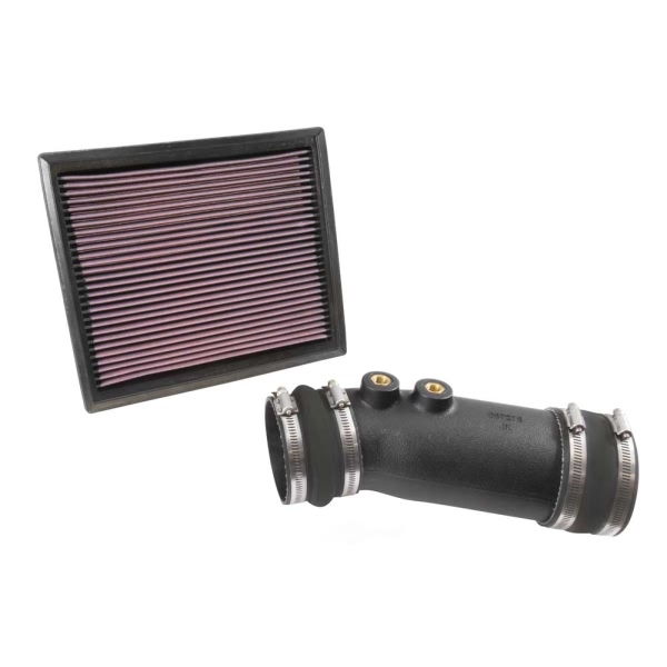 K&N 57 Series FIPK Generation II High-Density Polyethylene Black Cold Air Intake System with Red Filter and Intake Pipe 57-9036