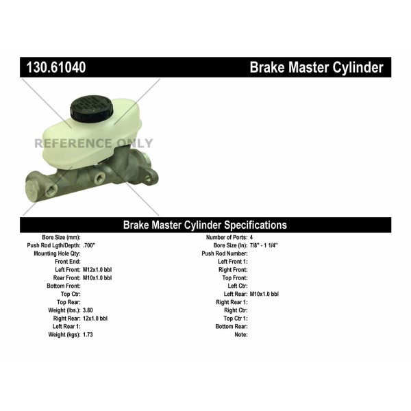 Centric Premium Brake Master Cylinder 130.61040