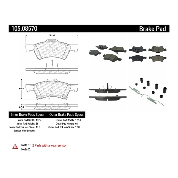 Centric Posi Quiet™ Ceramic Front Disc Brake Pads 105.08570