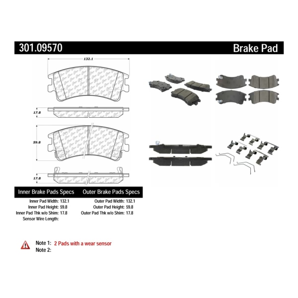 Centric Premium Ceramic Front Disc Brake Pads 301.09570