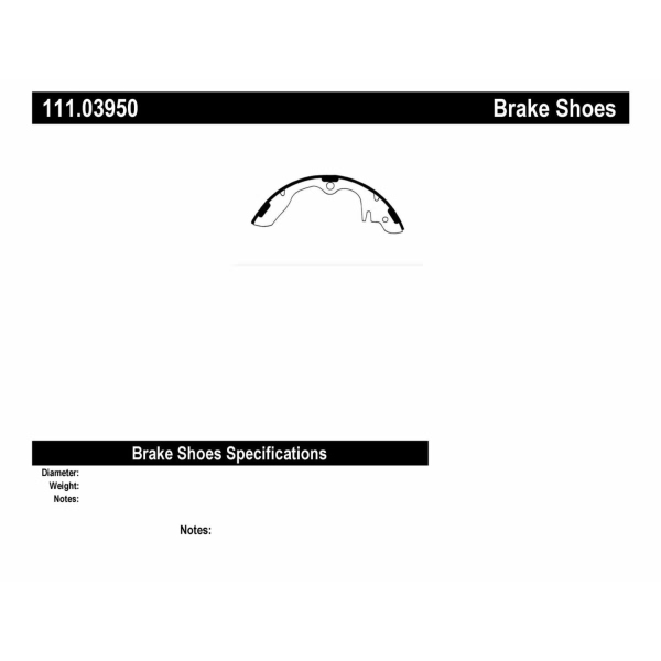 Centric Premium Rear Drum Brake Shoes 111.03950