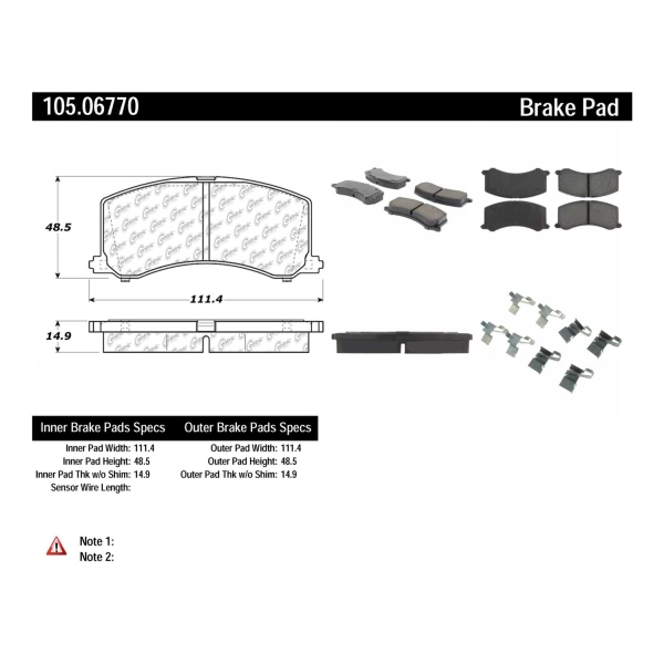 Centric Posi Quiet™ Ceramic Front Disc Brake Pads 105.06770