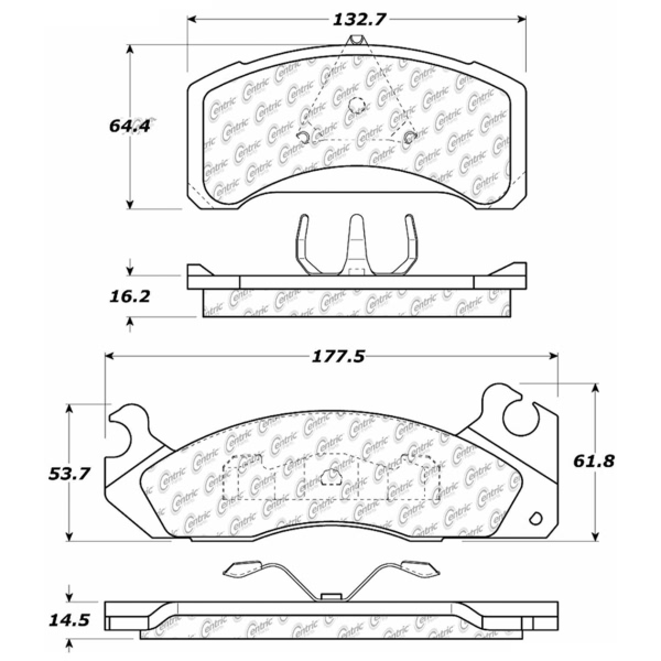 Centric Premium Semi-Metallic Front Disc Brake Pads 300.03100