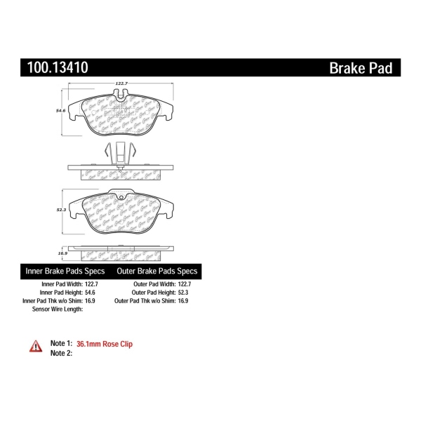 Centric Original Equipment Formula Brake Pads With Hardware 100.13410