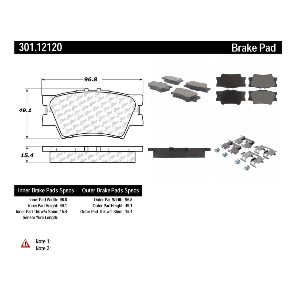 Centric Premium Ceramic Rear Disc Brake Pads 301.12120