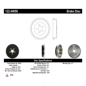 Centric Premium Rear Brake Drum for Toyota - 122.44050