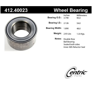 Centric Premium™ Front Driver Side Double Row Wheel Bearing for Acura MDX - 412.40023