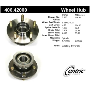 Centric Premium™ Wheel Bearing And Hub Assembly for Mercury Villager - 406.42000