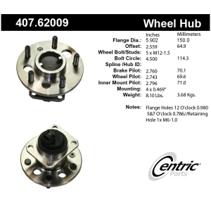 Centric Premium™ Wheel Bearing And Hub Assembly for 1998 Chevrolet Monte Carlo - 407.62009