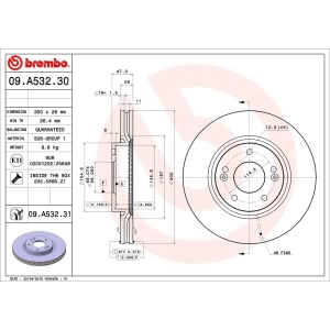 brembo UV Coated Series Front Brake Rotor for 2011 Hyundai Sonata - 09.A532.31