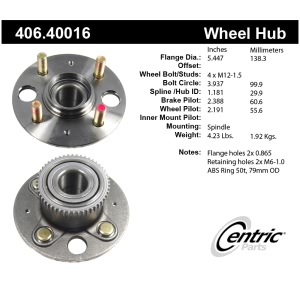 Centric Premium™ Wheel Bearing And Hub Assembly for 2002 Honda Civic - 406.40016