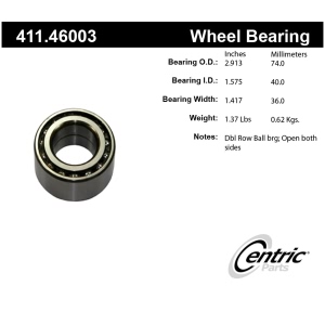 Centric Premium™ Axle Shaft Bearing Assembly Single Row for Eagle Summit - 411.46003