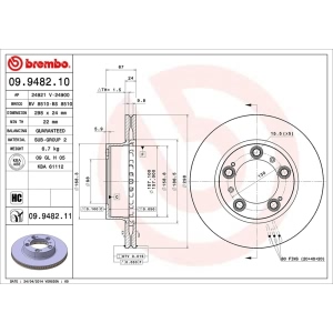 brembo UV Coated Series Vented Front Driver Side Brake Rotor for Porsche Boxster - 09.9482.11