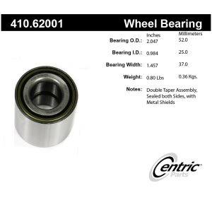 Centric Premium™ Wheel Bearing for 2010 Pontiac G3 - 410.62001