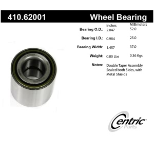 Centric Premium™ Wheel Bearing for 2009 Chevrolet Aveo - 410.62001