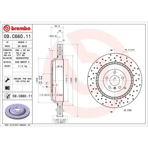 brembo UV Coated Series Drilled Vented Rear Brake Rotor for Mercedes-Benz ML63 AMG - 09.C660.11