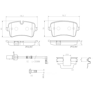 brembo Premium Ceramic Rear Disc Brake Pads for 2016 Audi A8 Quattro - P85117N