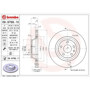 brembo UV Coated Series Rear Brake Rotor for Audi TTS Quattro - 09.9768.11