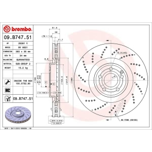 brembo UV Coated Series Drilled Vented Front Brake Rotor for 2017 Mercedes-Benz CLS550 - 09.B747.51